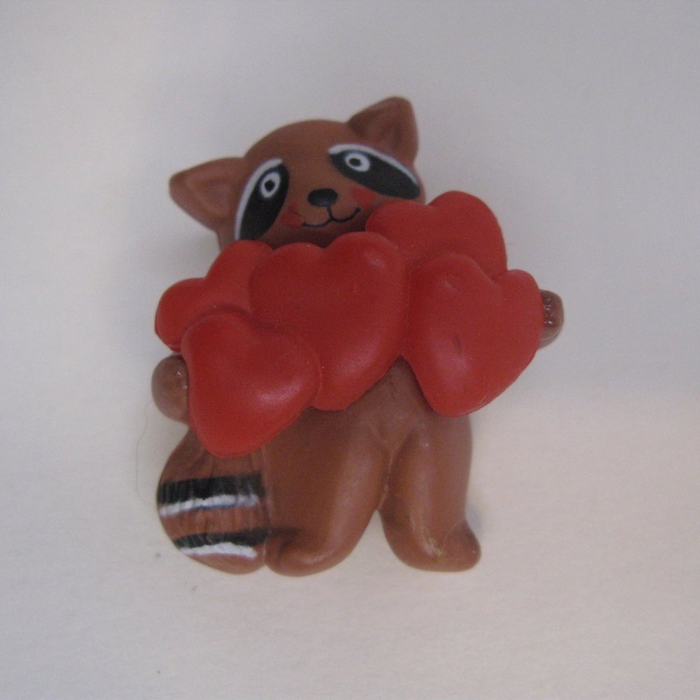 Fun World Valentine Raccoon Pin 1984 Plastic